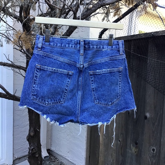 Agolde Ridley Denim Cutoff Shorts Womens 28 Blue High Rise Raw Hem - Picture 3 of 4